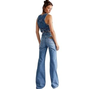 NWT Free People Wrangler Wanderer 622 High Rise Distress Flare Jeans Size 31X34